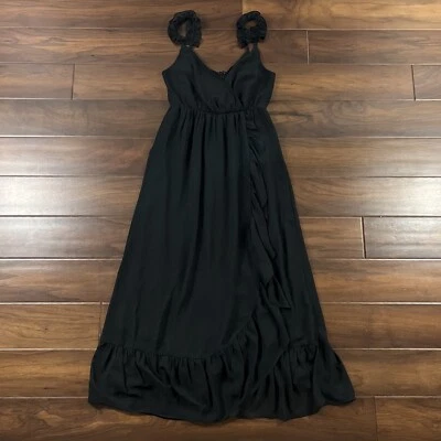 Madewell Women's Size 00 Black Ruffle Strap Faux Wrap Dress L2484 - Image 1 of 4