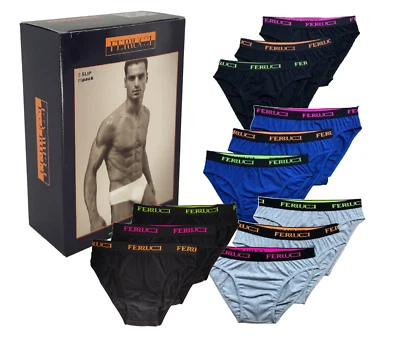 Slip Uomo 3 pezzi Cotone elastico esterno scatolo Ferrucci Intimo moda italiana - Immagine 1 di 4