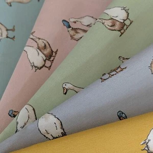 Shabby Ducks Design Cotton Rich Linen Fabric Curtaining & Upholstery 54" Wide - Picture 1 of 18