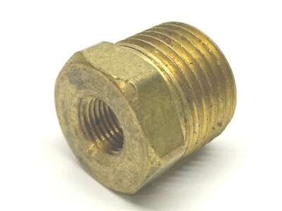 Brass Hex Threaded Reducer 1/2" MNPT 3/8" Female NPT - Image 1 of 4