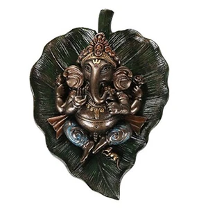 Ganesha auf braunem Peepal Life Figur Hindu Gott Gottheit Hindernissentferner Neu - Bild 1 von 2