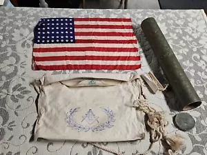 Old Masonic Lodge Initiation Regalia Apron Webb Lodge #182 & Tube Sigourney Iowa - Picture 1 of 11