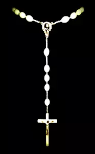 LARGE VINTAGE 1950'S GLOW-IN-THE-DARK ROSARY - ITALY - Picture 1 of 5