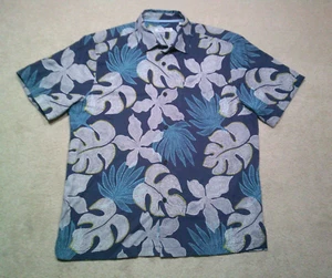 Tommy Bahama Button Up Silk Shirt Mens Large Blue Floral - Imagen 1 de 7