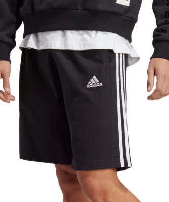 Pantalones Cortos Adidas Essentials 3 Rayas Para Hombre Negros 10 Pulgadas Elegantes Bolsillos Ajustables Foto 1 de 4