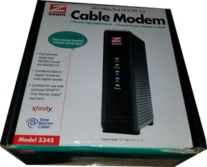 Zoom Cable Modem, High-Speed 343 Mbps DOCSIS 3.0, 5345, Black - Picture 1 of 1