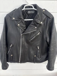 HARLEY DAVIDSON Schwarz Leder Motorrad Biker Cafe Racer JACKE Mantel Herren 50R - Bild 1 von 7