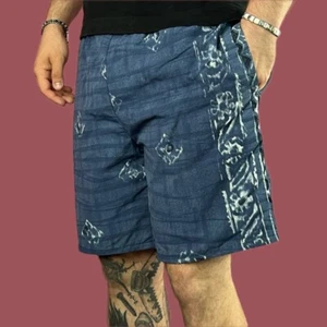 Pantalones Cortos Deportivos X-Cuse Vintage Para Hombre - L Shibori Tie Dye Rayas A Rayas Y2K Azul Marino - Imagen 1 de 6