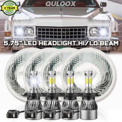 For Cadillac DeVille 1962-1974 4PCS 5-3/4" 5.75" LED Headlights Hi-Lo Beam Bulbs - Image 1 of 4