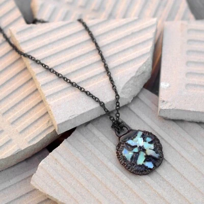 天然生火蛋白石宝石吊坠项链精致时尚珠宝首饰女士 — 第 1/4 张图片