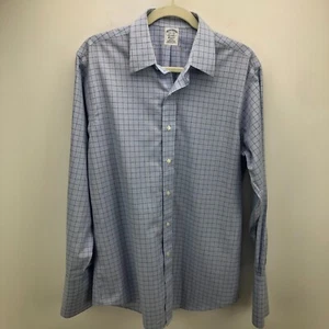 Brooks Brothers Classic Shirt Mens 15.5-33 Blue Plaid Supima Cotton French Cuff - Picture 1 of 9