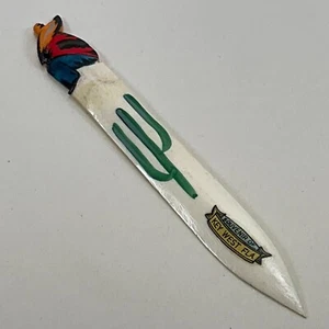 Vintage handgeschnitzter Brieföffner Volkskunst - Kaktus Sombrero Souvenir - Bild 1 von 7