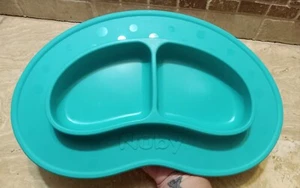 Baby Nuby Silikon 2 Abschnitte Platte Rutschfest Türkis Schale Kind Füttern - Bild 1 von 7