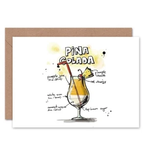 Pina Colada Cocktail Getränk Rezept Zeichnung Freundschaftskarte - Bild 1 von 4
