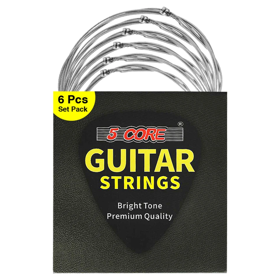 5 Core Electric Guitar Strings Extra Light Gauge Bright Tone 6 String Set - Image 1 of 4