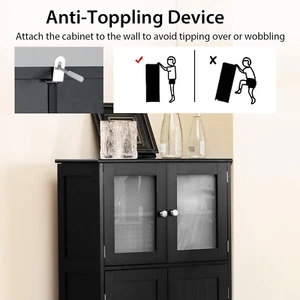 Storage Cabinet with Doors - Bathroom Floor Cabinet, Freestanding Tall Cabine... - Picture 1 of 12