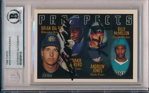 Carta Topps Vladimir Guererro Andruw Jones firmata 1996 #435 ~ Beckett BAS Slab - Foto 1 di 7