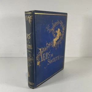 1875 VERS DE SOCIETE Antique Decorative Victorian Binding POETRY BOOK Gilt Angel - Picture 1 of 6
