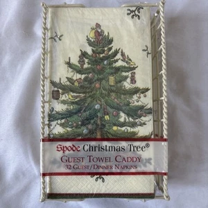 Spode Christmas Tree Guest Towel Caddy 32 Guest/dinner Napkins NEW - Picture 1 of 4