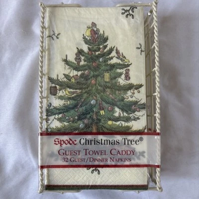 Spode Christmas Tree Guest Towel Caddy 32 Guest/dinner Napkins NEW - Image 1 of 4