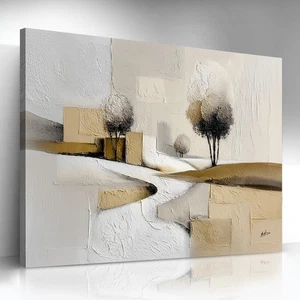 Leinwandbild Landschaft Abstrakt Beige Wanddekor Kunstwerk für Wohnzimmer 8778 - Bild 1 von 12