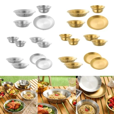 Stainless Steel Plates and Bowls Lightweight Snack Bowls Dinnerware Set - Image 1 of 2