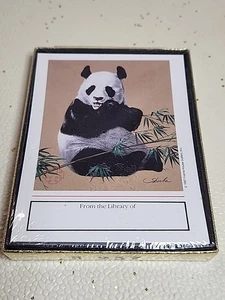 Vintage SEALED Box of 30 Antioch Bookplates Panda - Imagen 1 de 5