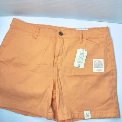 Corto St Johns Bay para mujer talla 14 melocotón secretamente delgado 5" tiro medio corto nuevo con etiquetas Foto 1 de 4