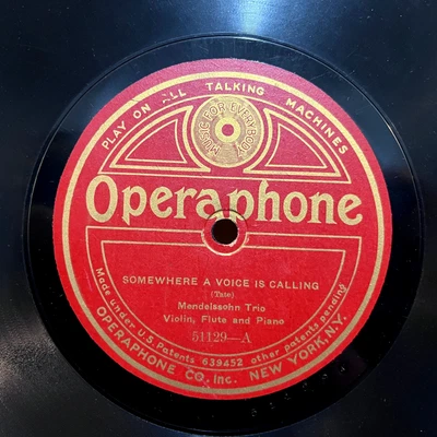 Mendelssohn Trio Alice Raymond (1920s Operaphone)- 10" Shellac 78RPM Record - E+ - Image 1 of 4