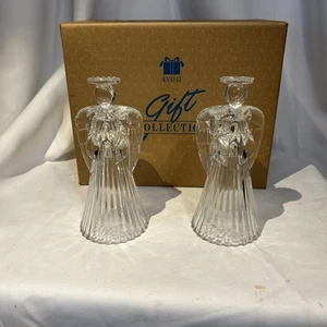 Vintage Paar Bleikristall betender Engel Glas Kerzenständer Kerzenhalter 7,5" - Bild 1 von 7