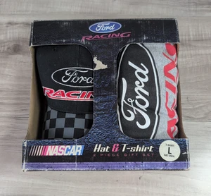 Cappello da corsa NASCAR Ford e maglietta L vintage 2 pezzi Set nuovo con scatola - Foto 1 di 10