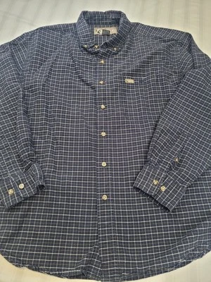 Рубашка мужская большая синяя клетчатая вестерн уличная прочная на пуговицах - Изображение 1 из 4