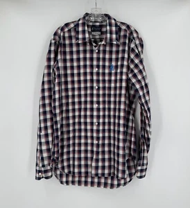 Psycho Bunny Mens Blue Red Plaid Brushed Cotton Pocket Button Front Shirt Sz XL - Picture 1 of 6