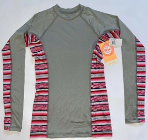 RIP CURL Women's Small Grey Red UV Rashguard Long Sleeve Swim Surf TRESTLES New - Picture 1 of 8