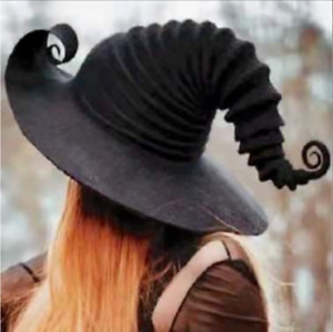 Halloween Women Witch Hat Cosplay Costume Fancy Dress Party Wide Brim Black Prop