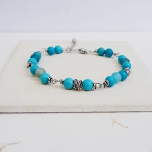 Turquoise Bracelet December Birthstone Infinity  Handmade Gift Wrapped - Picture 1 of 3