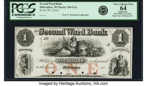 MILWAUKEE WISCONSIN 2ND WARD BANK $1 PROOF VERY RARE MILWAUKEE NOTE - Picture 1 of 2