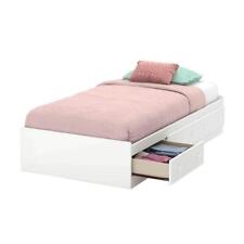 South Shore Kids Storage Bed Little Smileys Twin Classic Look Pure White Finish