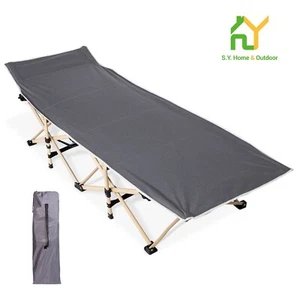 Portable Folding Bed Suitable Camping Cot, Folding Bed Camping Cot, Grey - Picture 1 of 7