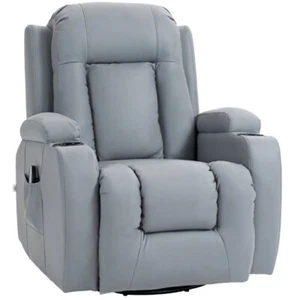 HOMCOM Massage Recliner Chair with 8 Vibration & Heat, PU Leather Recliner Armch - Picture 1 of 11