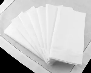 12 weiße Leiter Halbstich Abendessen Servietten - 20 Zoll x 20 Zoll - 55/45 Leinen Baumwollmischung - Bild 1 von 7