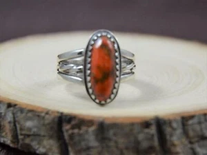Orange Mojave Türkis länglicher ovaler Ring mit dreifachem Spaltband - Bild 1 von 5
