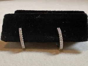MATEO New YorkDiamond Huggie, White Gold - Picture 1 of 7