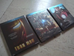 IRON MAN 1-3 TRILOGY Blu-Ray RARE oop THREE SteelBook set MARVEL Robert Downey - Picture 1 of 12