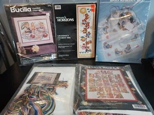 Counted Cross Stitch Lot  5 Bears Brucilla Design Worka Banar Monarch - Picture 1 of 16
