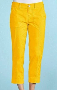 NWT New Fresh Produce Safari Pocket Capri Pants Punchy Mango Yellow L MSRP $79 v - Picture 1 of 2