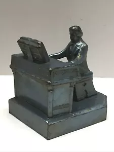 Vintage MAN Playing PIANO Cast Metal Sculpture Statue Made in Japan - Picture 1 of 12