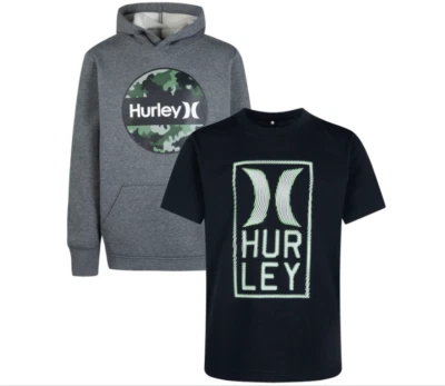Sudadera con capucha y camiseta Hurley 2 piezas para niños jóvenes talla 10/12 gris/negro Foto 1 de 4