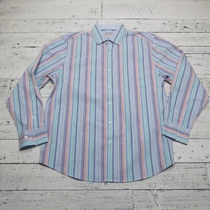 Tommy Bahama Mens Shirt Size Large Multi Color Striped Cotton Blend Flip Cuff - Picture 1 of 8