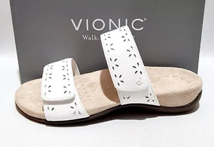 Sandalias ortopédicas Vionic Rest Randi Reino Unido 4 de cuero blanco ajustables - Imagen 1 de 6